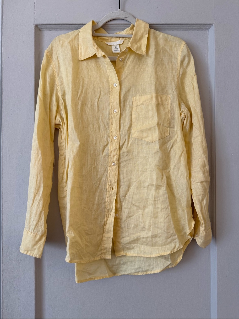 H&M Light Yellow Linen Button-Down Shirt
